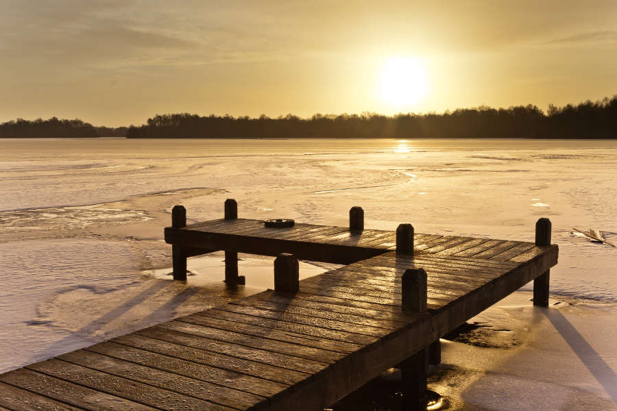 holiday dock | DekTex Dock on frozen lake